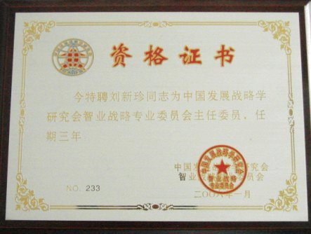 中国发展战略学研究会资格证书